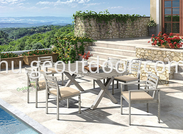 outdoor aluminium dining table and chair